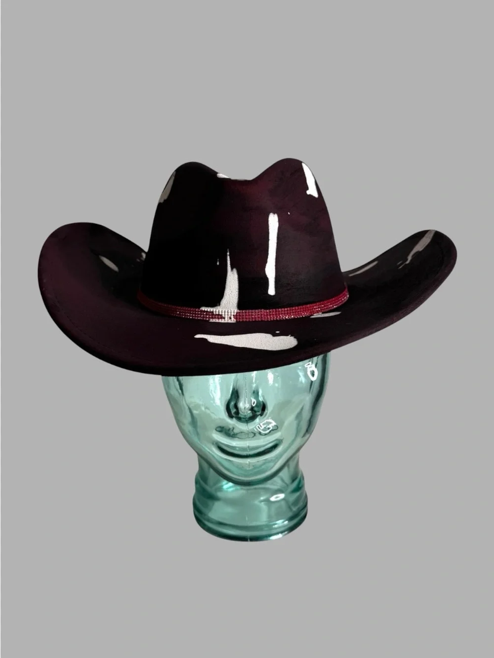 Custom Burgundy star rhinestone western Cowboy hat